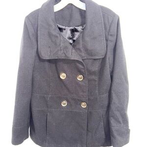 George Charcoal Double-Breasted Pea Coat